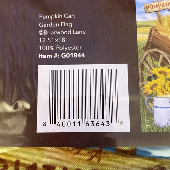 NIP.. Pumpkin cart garden flag 12.5 x 18 by Briarwood Lane - Picture 7 of 7